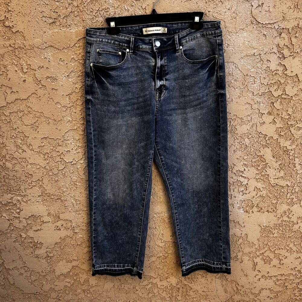 Rebecca Minkoff Cropped Denim Jeans Dark Wash Stretch Size 10P